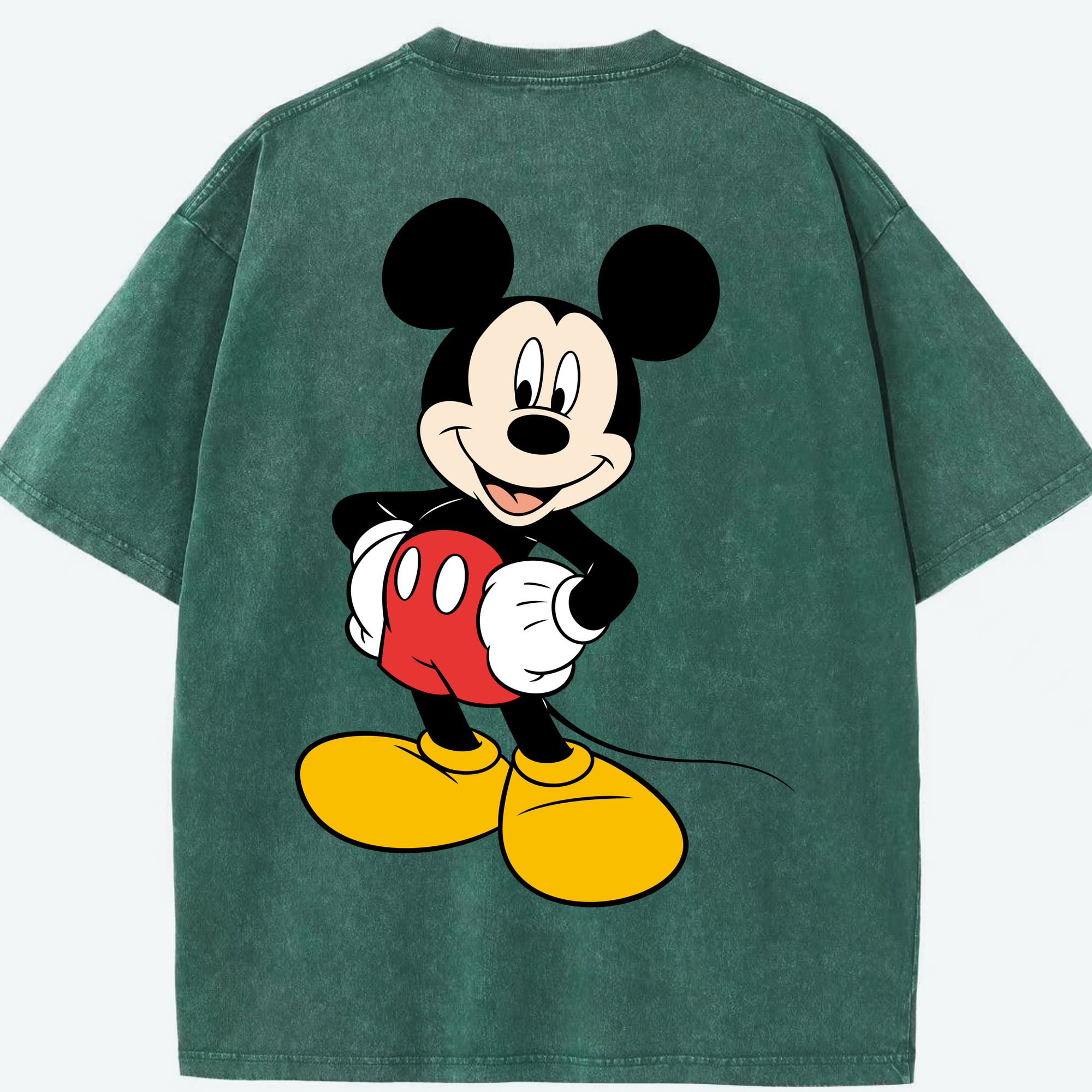 （画像用） ミッキーマウス Mickey Mouse 綿100% ヴィンテージ風 半袖Tシャツ（背面プリント）